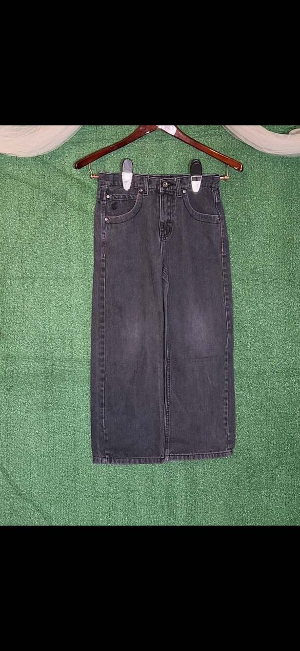 Rocawear Black Denim Wide Leg Jeans with Logo Embroidery